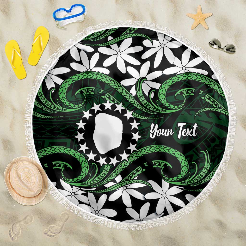 Personalised Cook Islands Mitiaro Beach Blanket Tiare Maori Polynesian Waves Tattoo