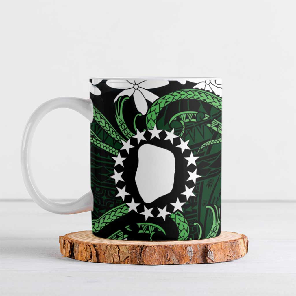 Personalised Cook Islands Mitiaro Ceramic Mug Tiare Maori Polynesian Waves Tattoo
