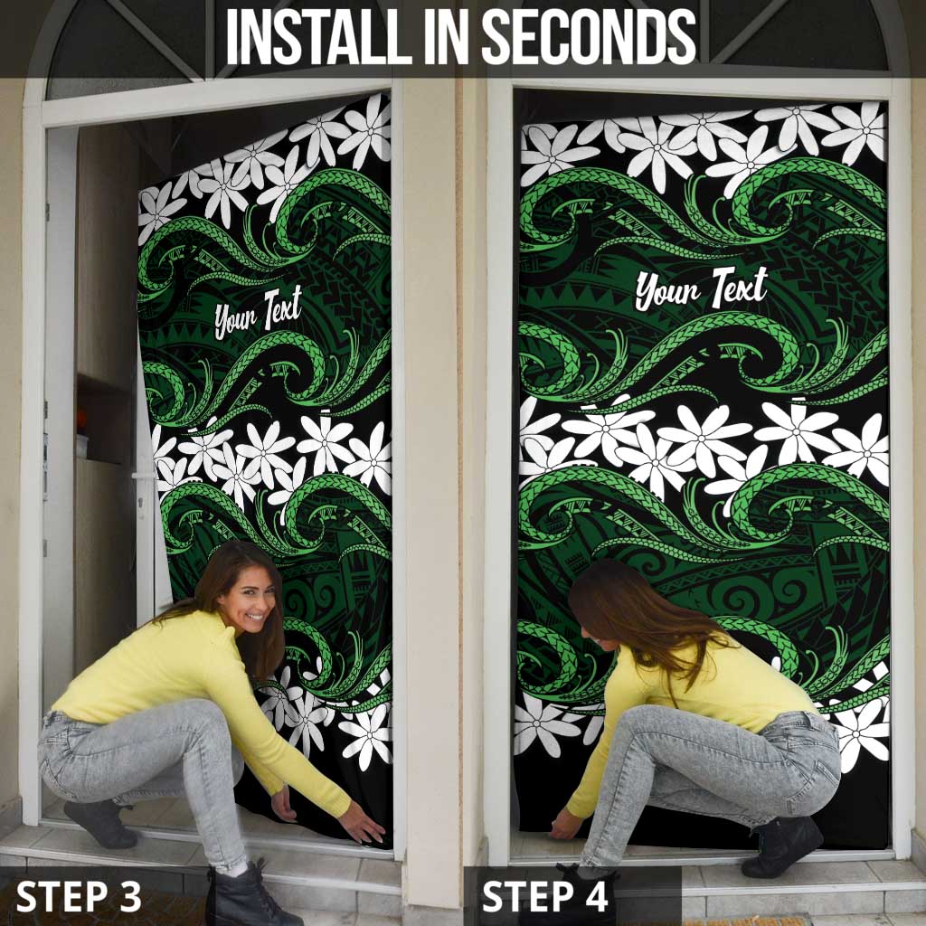 Personalised Cook Islands Mitiaro Door Cover Tiare Maori Polynesian Waves Tattoo