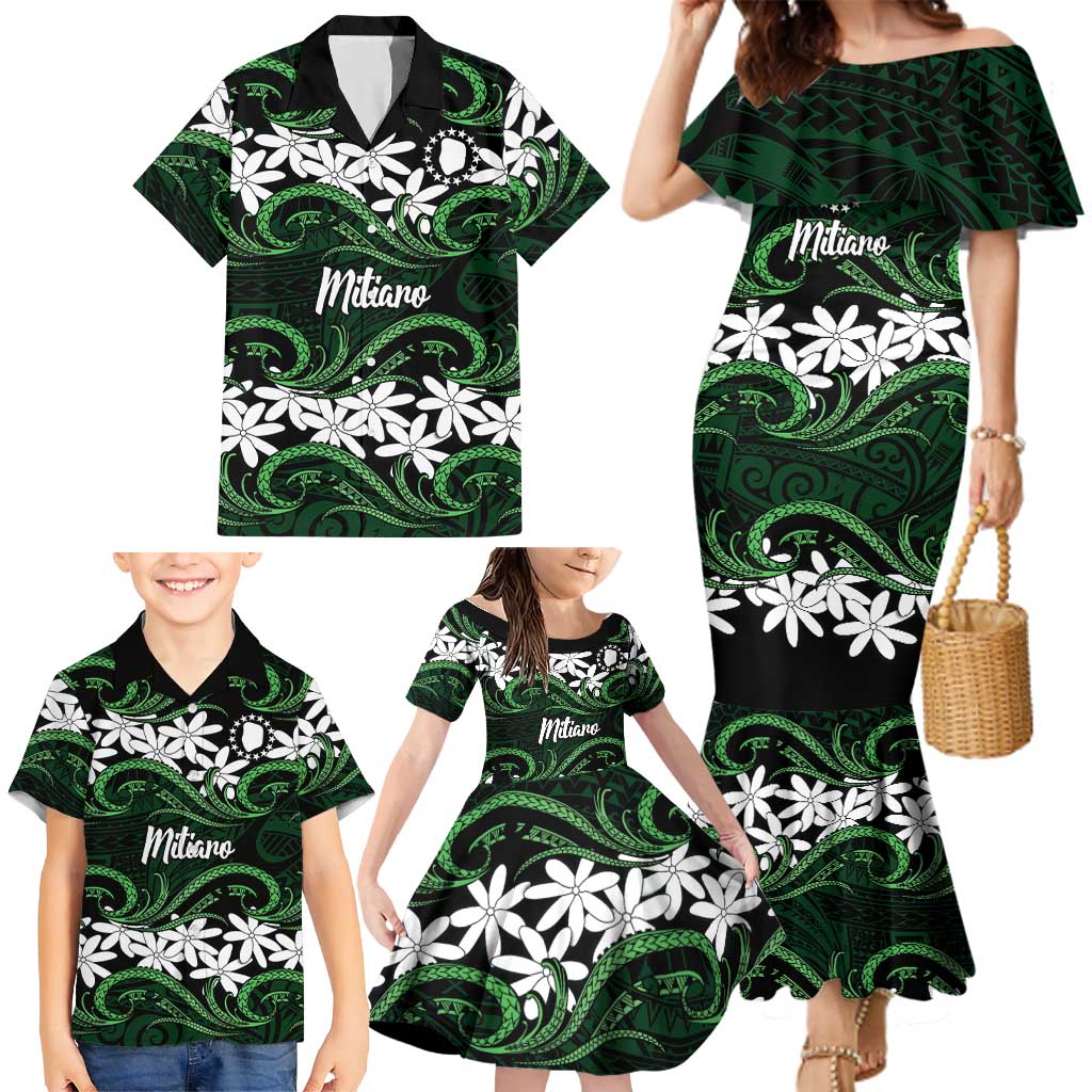 Personalised Cook Islands Mitiaro Family Matching Mermaid Dress and Hawaiian Shirt Tiare Maori Polynesian Waves Tattoo LT14 - Polynesian Pride