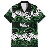 Personalised Cook Islands Mitiaro Family Matching Mermaid Dress and Hawaiian Shirt Tiare Maori Polynesian Waves Tattoo LT14 Dad's Shirt - Short Sleeve Green - Polynesian Pride