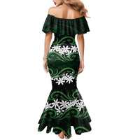Personalised Cook Islands Mitiaro Family Matching Mermaid Dress and Hawaiian Shirt Tiare Maori Polynesian Waves Tattoo LT14 - Polynesian Pride