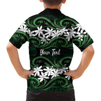 Personalised Cook Islands Mitiaro Family Matching Off The Shoulder Long Sleeve Dress and Hawaiian Shirt Tiare Maori Polynesian Waves Tattoo LT14 - Polynesian Pride