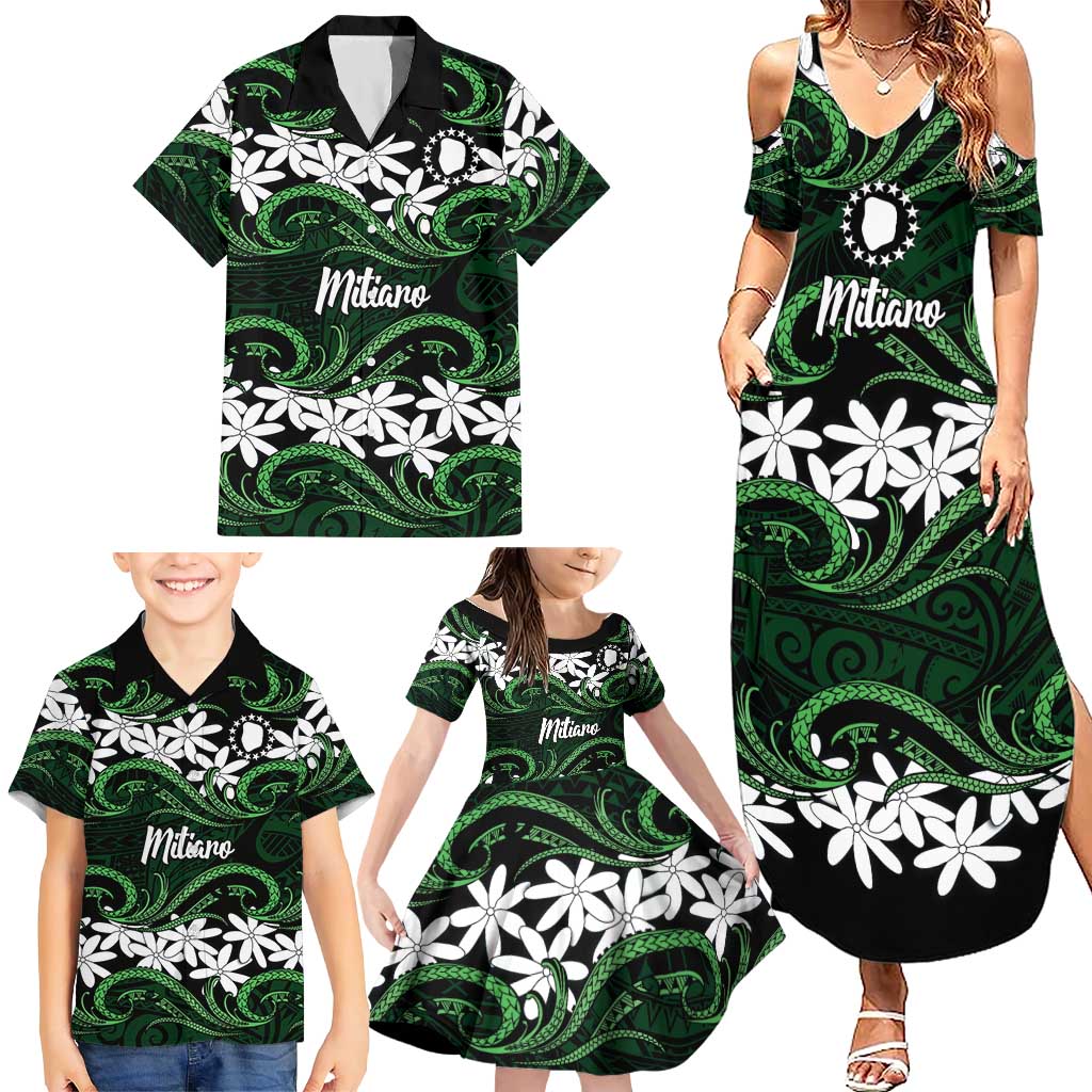 Personalised Cook Islands Mitiaro Family Matching Summer Maxi Dress and Hawaiian Shirt Tiare Maori Polynesian Waves Tattoo LT14 - Polynesian Pride