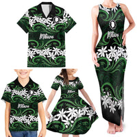 Personalised Cook Islands Mitiaro Family Matching Tank Maxi Dress and Hawaiian Shirt Tiare Maori Polynesian Waves Tattoo LT14 - Polynesian Pride