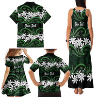 Personalised Cook Islands Mitiaro Family Matching Tank Maxi Dress and Hawaiian Shirt Tiare Maori Polynesian Waves Tattoo LT14 - Polynesian Pride