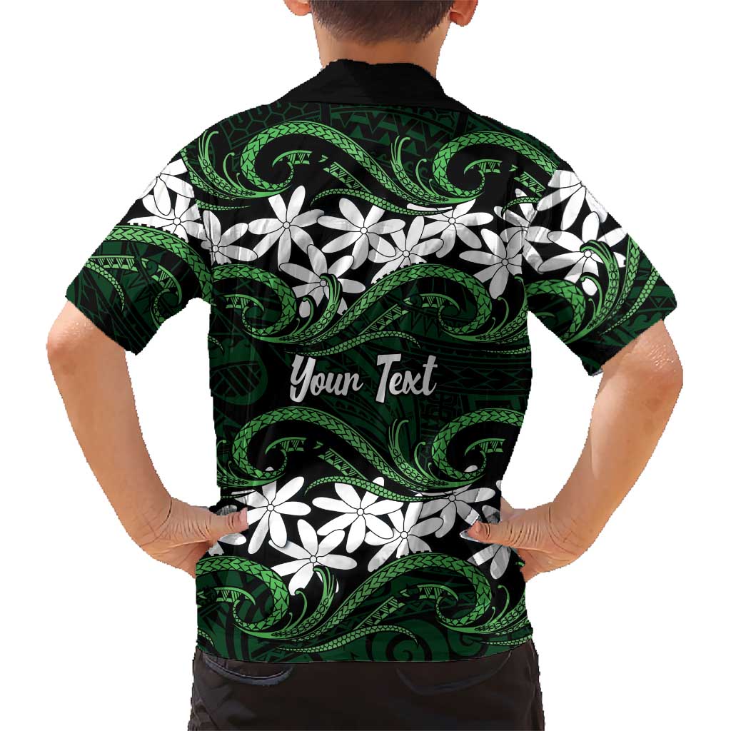Personalised Cook Islands Mitiaro Hawaiian Shirt Tiare Maori Polynesian Waves Tattoo