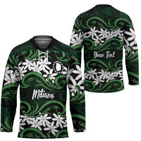 Personalised Cook Islands Mitiaro Hockey Jersey Tiare Maori Polynesian Waves Tattoo