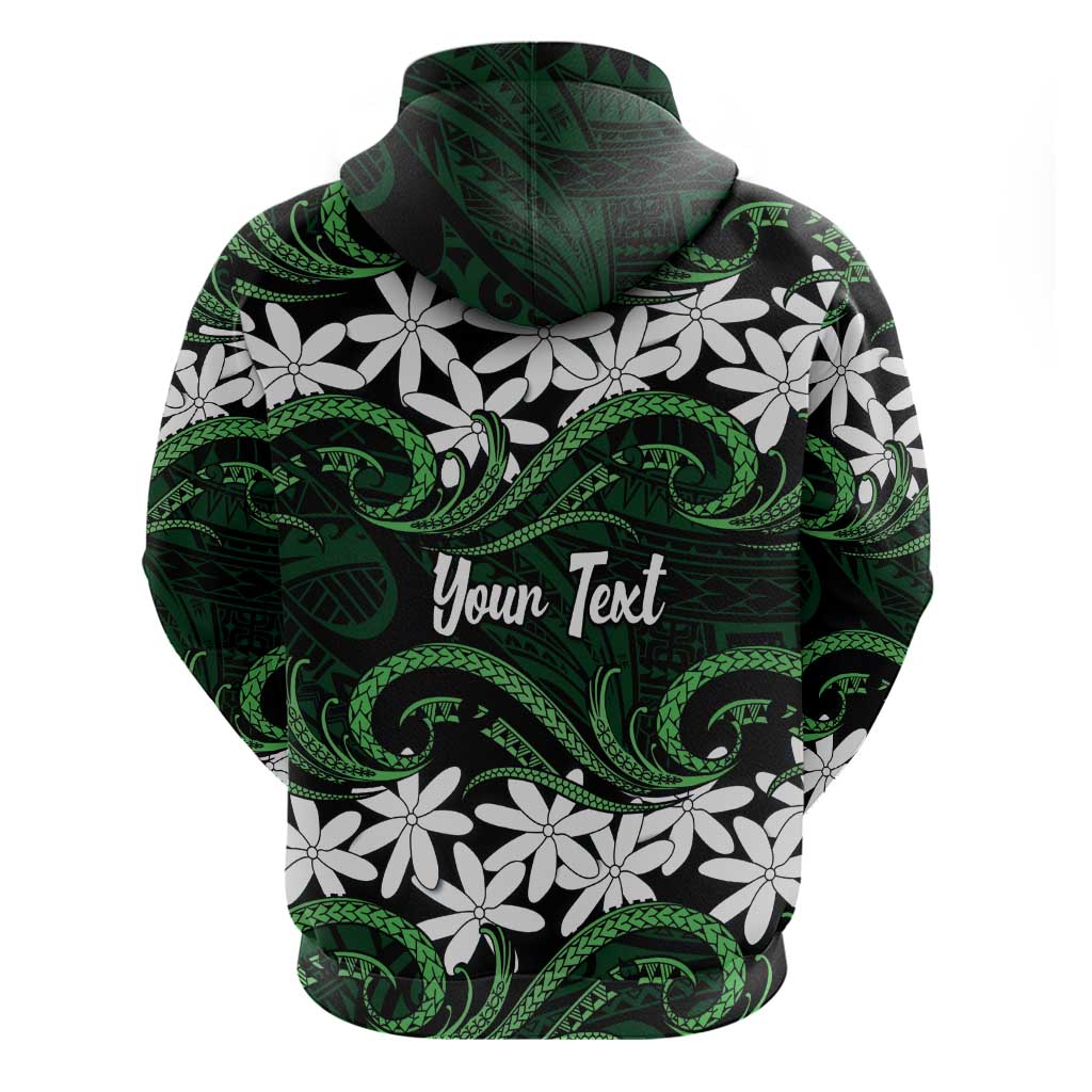 Personalised Cook Islands Mitiaro Hoodie Tiare Maori Polynesian Waves Tattoo