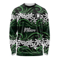 Personalised Cook Islands Mitiaro Long Sleeve Shirt Tiare Maori Polynesian Waves Tattoo
