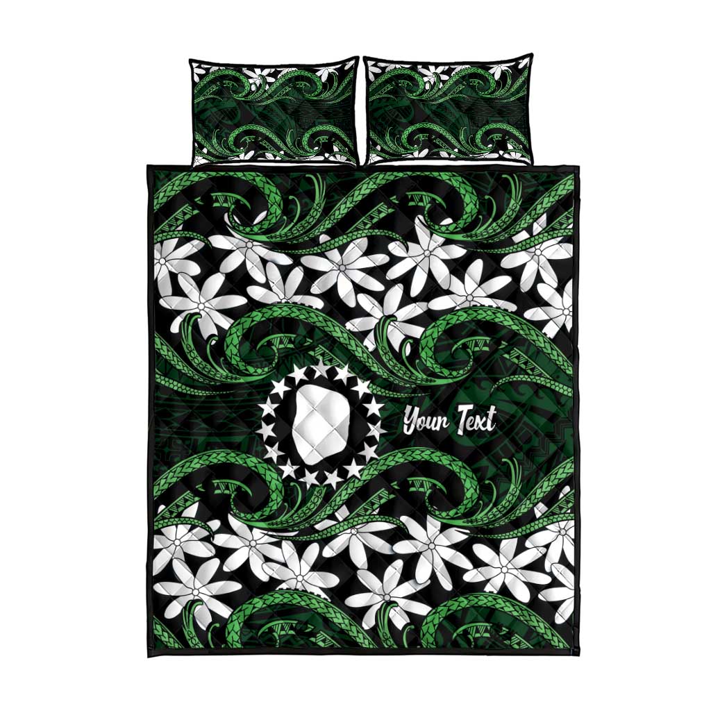 Personalised Cook Islands Mitiaro Quilt Bed Set Tiare Maori Polynesian Waves Tattoo