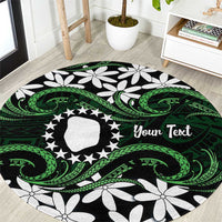 Personalised Cook Islands Mitiaro Round Carpet Tiare Maori Polynesian Waves Tattoo