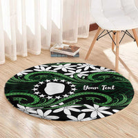 Personalised Cook Islands Mitiaro Round Carpet Tiare Maori Polynesian Waves Tattoo