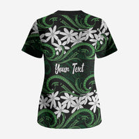Personalised Cook Islands Mitiaro Scrub Top Tiare Maori Polynesian Waves Tattoo