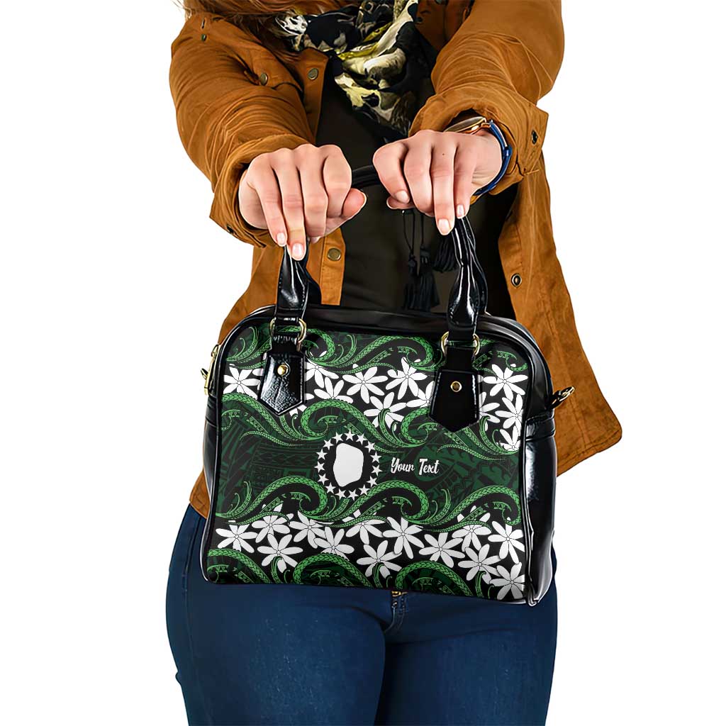 Personalised Cook Islands Mitiaro Shoulder Handbag Tiare Maori Polynesian Waves Tattoo