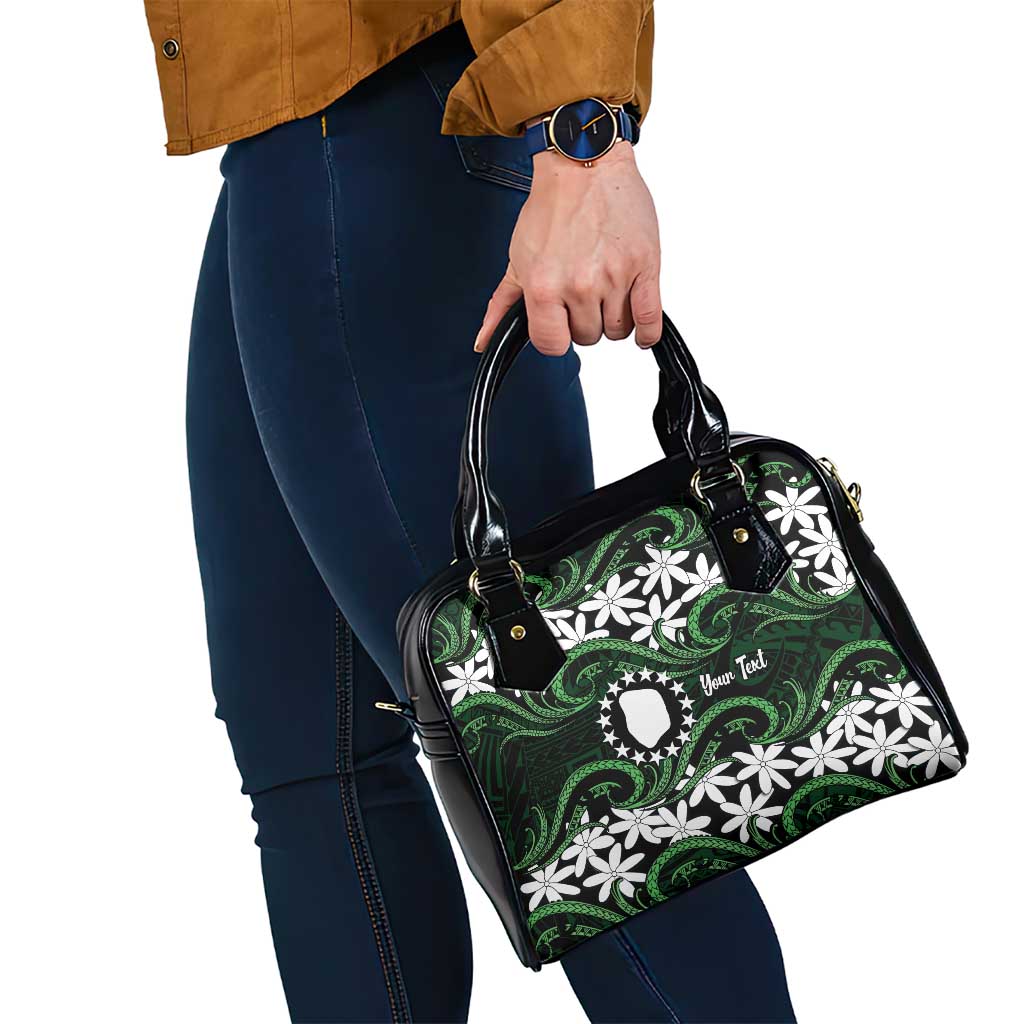 Personalised Cook Islands Mitiaro Shoulder Handbag Tiare Maori Polynesian Waves Tattoo