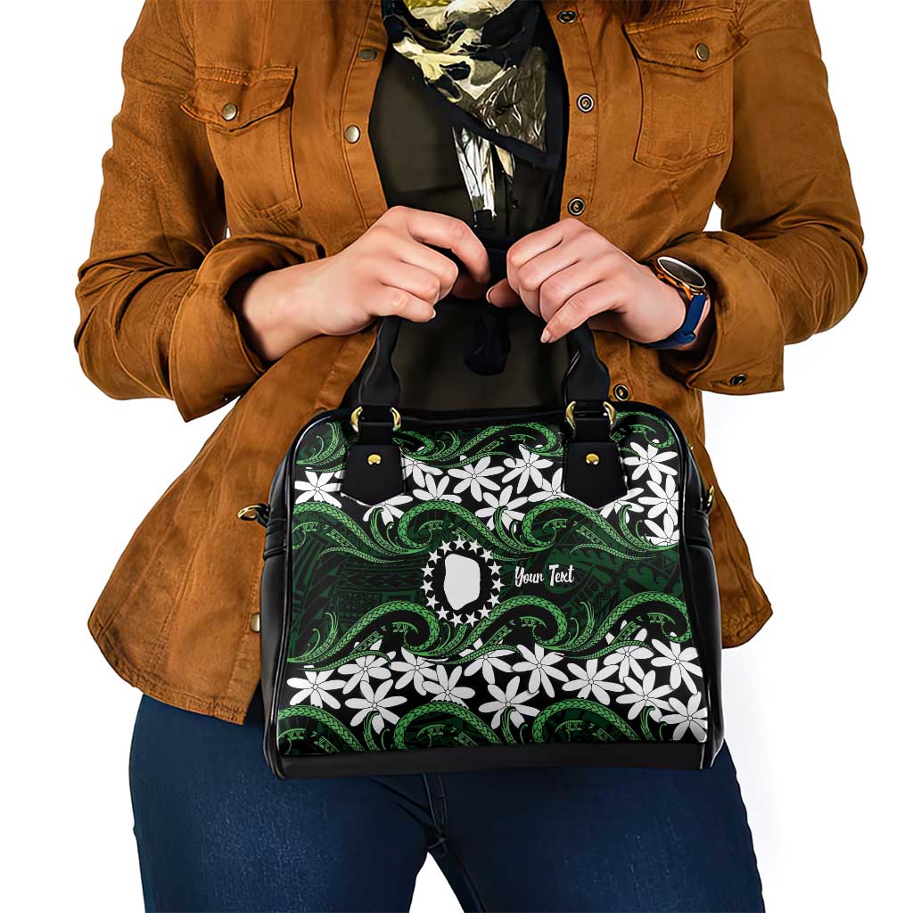 Personalised Cook Islands Mitiaro Shoulder Handbag Tiare Maori Polynesian Waves Tattoo