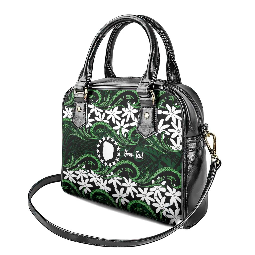Personalised Cook Islands Mitiaro Shoulder Handbag Tiare Maori Polynesian Waves Tattoo