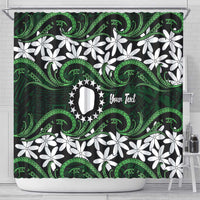 Personalised Cook Islands Mitiaro Shower Curtain Tiare Maori Polynesian Waves Tattoo