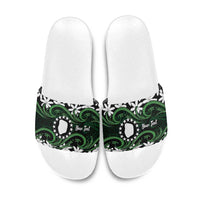 Personalised Cook Islands Mitiaro Slide Sandals Tiare Maori Polynesian Waves Tattoo