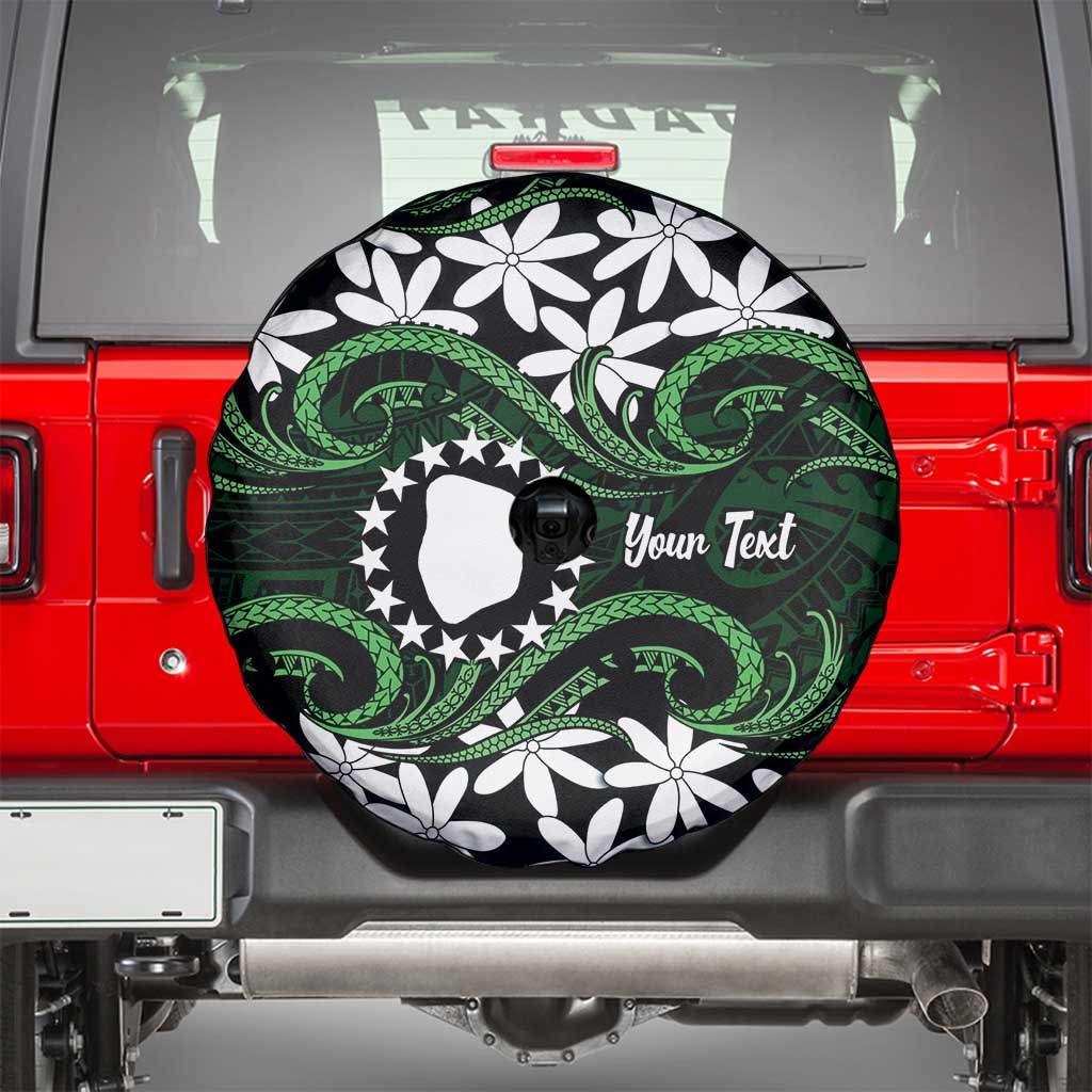 Personalised Cook Islands Mitiaro Spare Tire Cover Tiare Maori Polynesian Waves Tattoo