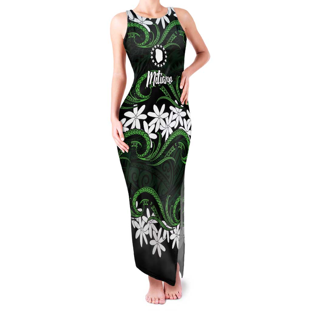 Personalised Cook Islands Mitiaro Tank Maxi Dress Tiare Maori Polynesian Waves Tattoo