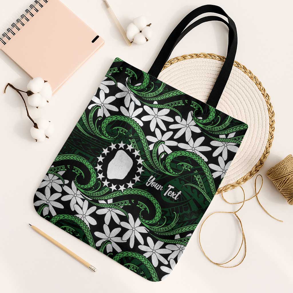 Personalised Cook Islands Mitiaro Tote Bag Tiare Maori Polynesian Waves Tattoo