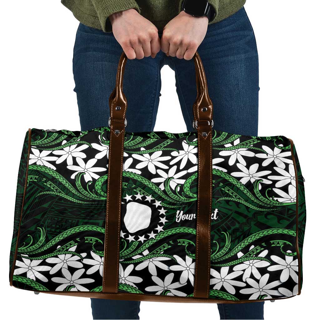 Personalised Cook Islands Mitiaro Travel Bag Tiare Maori Polynesian Waves Tattoo