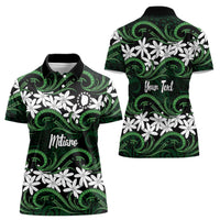 Personalised Cook Islands Mitiaro Women Polo Shirt Tiare Maori Polynesian Waves Tattoo