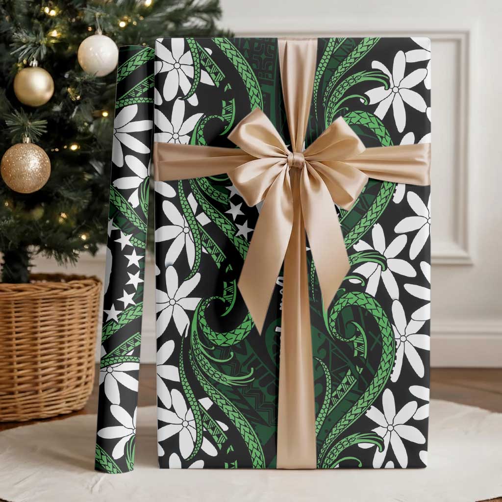 Personalised Cook Islands Mitiaro Wrapping Paper Tiare Maori Polynesian Waves Tattoo