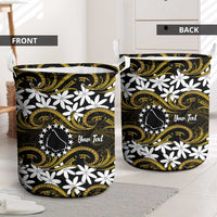 Personalised Cook Islands Manihiki Laundry Basket Tiare Maori Polynesian Waves Tattoo