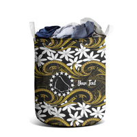 Personalised Cook Islands Manihiki Laundry Basket Tiare Maori Polynesian Waves Tattoo