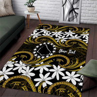 Personalised Cook Islands Manihiki Area Rug Tiare Maori Polynesian Waves Tattoo