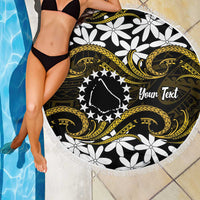 Personalised Cook Islands Manihiki Beach Blanket Tiare Maori Polynesian Waves Tattoo