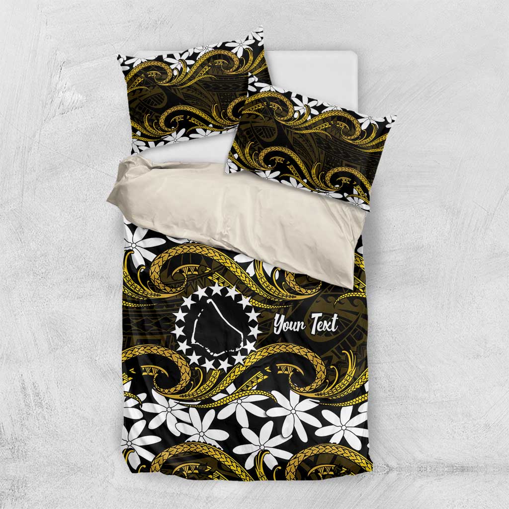Personalised Cook Islands Manihiki Bedding Set Tiare Maori Polynesian Waves Tattoo