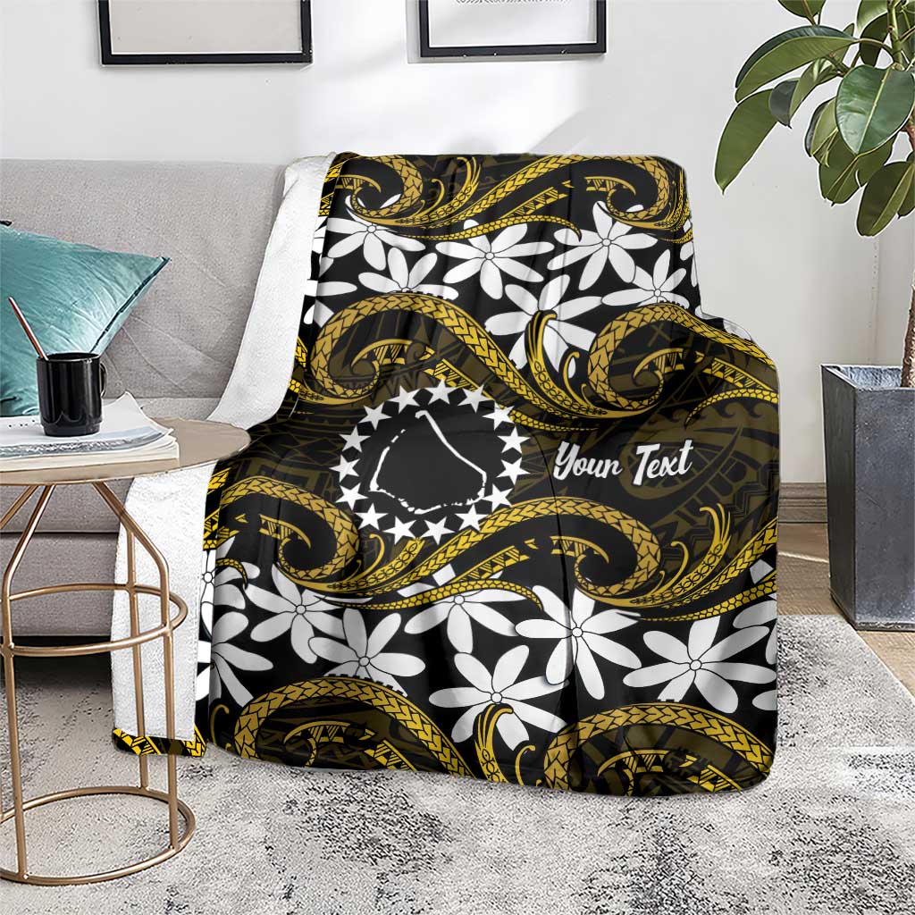 Personalised Cook Islands Manihiki Blanket Tiare Maori Polynesian Waves Tattoo
