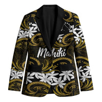 Personalised Cook Islands Manihiki Blazer Tiare Maori Polynesian Waves Tattoo