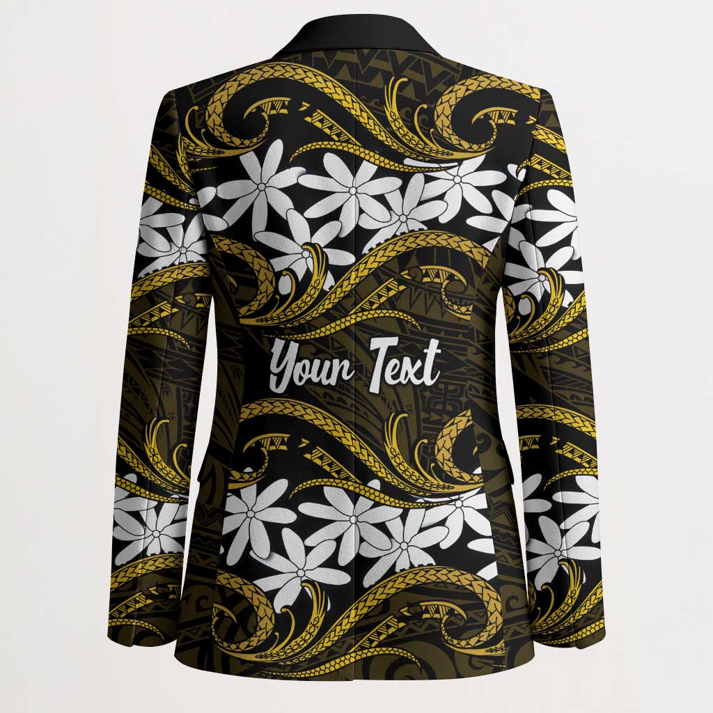 Personalised Cook Islands Manihiki Blazer Tiare Maori Polynesian Waves Tattoo