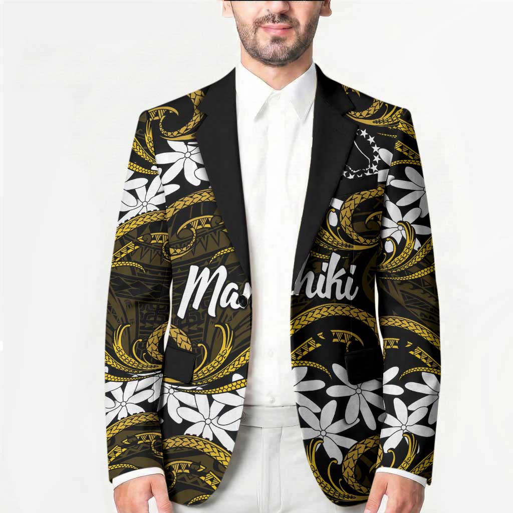 Personalised Cook Islands Manihiki Blazer Tiare Maori Polynesian Waves Tattoo