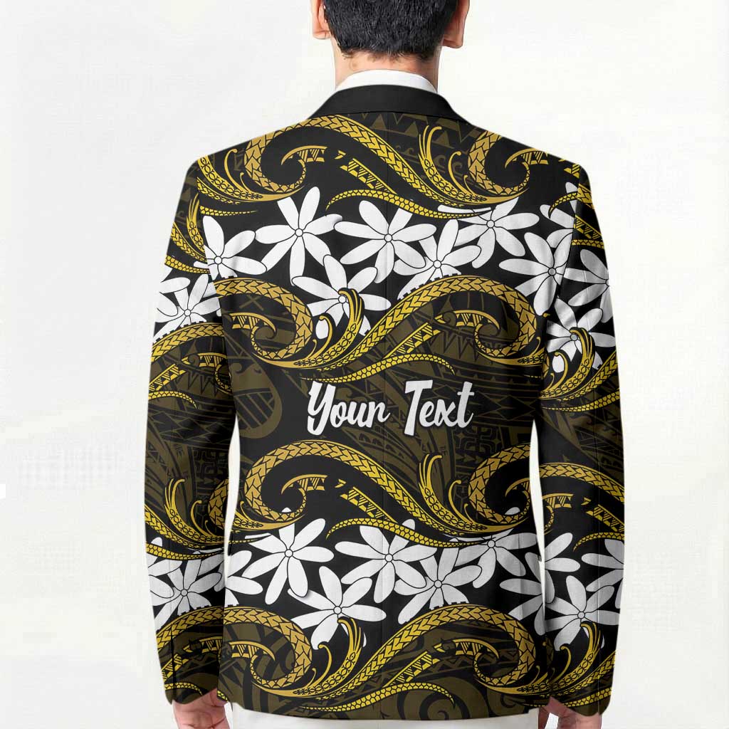 Personalised Cook Islands Manihiki Blazer Tiare Maori Polynesian Waves Tattoo