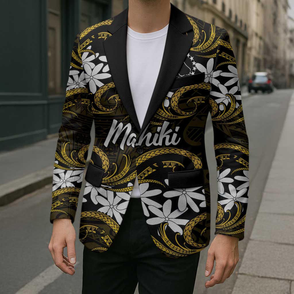 Personalised Cook Islands Manihiki Blazer Tiare Maori Polynesian Waves Tattoo