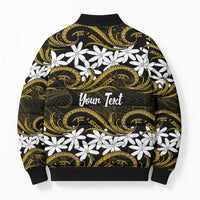 Personalised Cook Islands Manihiki Bomber Puffer Jacket Tiare Maori Polynesian Waves Tattoo