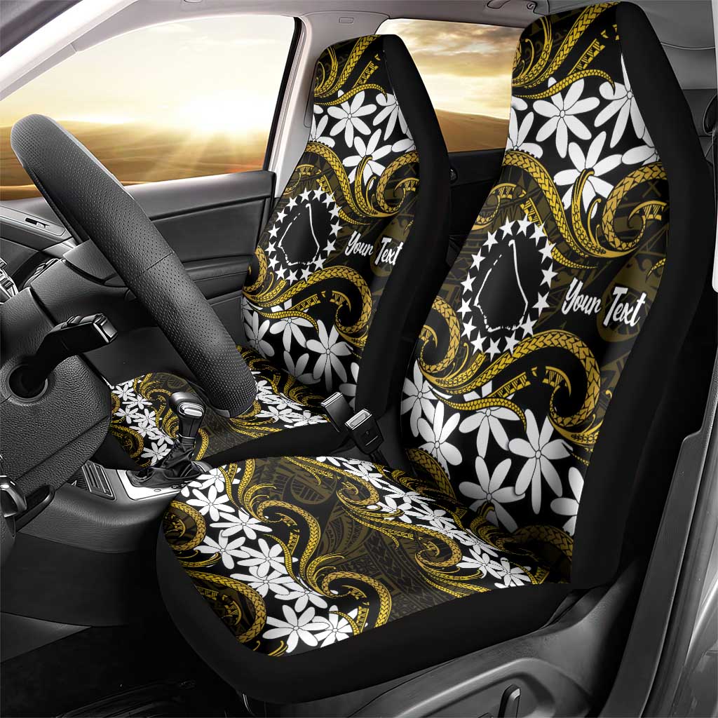 Personalised Cook Islands Manihiki Car Seat Cover Tiare Maori Polynesian Waves Tattoo