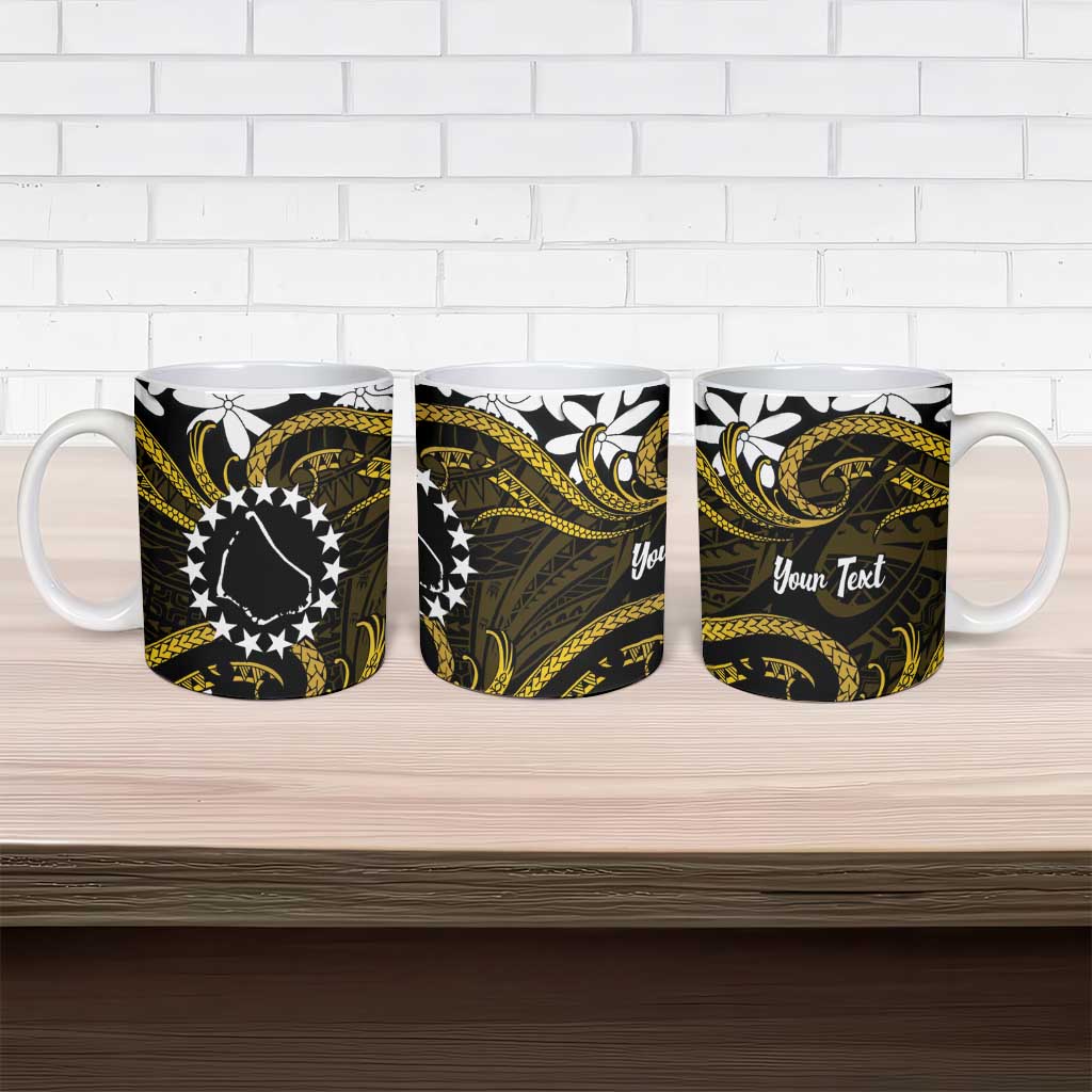 Personalised Cook Islands Manihiki Ceramic Mug Tiare Maori Polynesian Waves Tattoo
