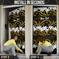 Personalised Cook Islands Manihiki Door Cover Tiare Maori Polynesian Waves Tattoo