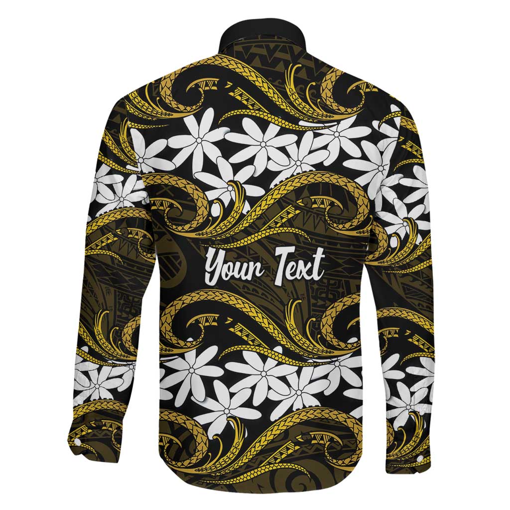 Personalised Cook Islands Manihiki Family Matching Long Sleeve Bodycon Dress and Hawaiian Shirt Tiare Maori Polynesian Waves Tattoo LT14 - Polynesian Pride