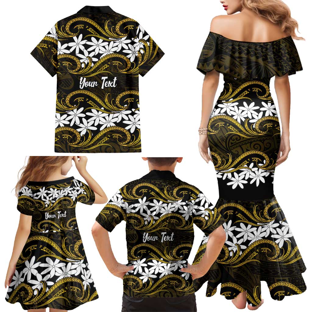 Personalised Cook Islands Manihiki Family Matching Mermaid Dress and Hawaiian Shirt Tiare Maori Polynesian Waves Tattoo LT14 - Polynesian Pride