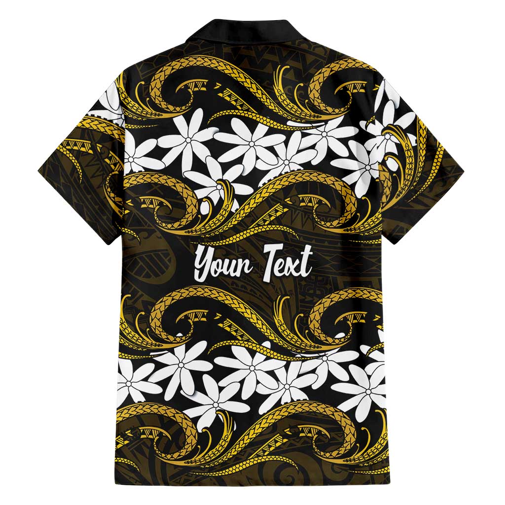 Personalised Cook Islands Manihiki Family Matching Off Shoulder Short Dress and Hawaiian Shirt Tiare Maori Polynesian Waves Tattoo LT14 - Polynesian Pride