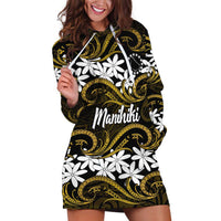 Personalised Cook Islands Manihiki Hoodie Dress Tiare Maori Polynesian Waves Tattoo