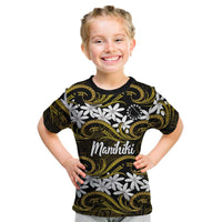 Personalised Cook Islands Manihiki Kid T Shirt Tiare Maori Polynesian Waves Tattoo
